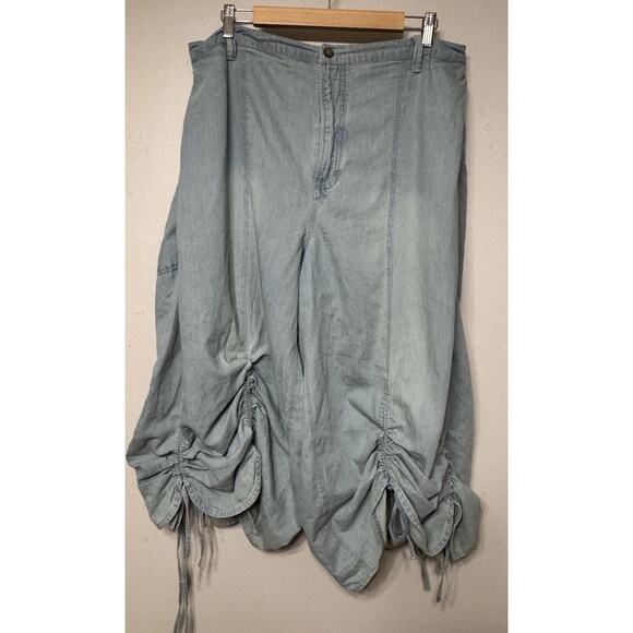 Free People Jeans Women’s Size Large Lily Fields Cinch Wide-Leg Zip Button - Picture 1 of 9